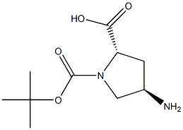 (2R,4R)-4-amino-1-(tert-butoxycarbonyl)pyrrolidine-2-carboxylic acid Struktur