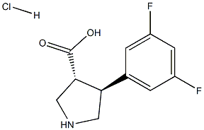 (+/-)-trans-4-(3,5-difloro-phenyl)-pyrrolidine-3-carboxylic acid-HCl 结构式