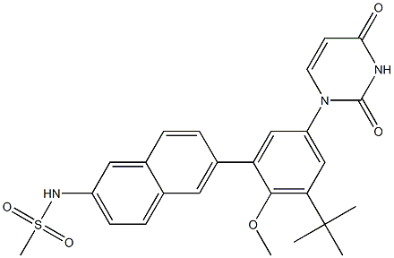 N-(6-(3-tert-butyl-5-(2,4-dioxo-3,4-dihydropyriMidin-1(2H)-yl)-2-Methoxyphenyl)naphthalen-2-yl)MethanesulfonaMide 化学構造式