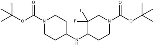 tert-butyl 4-(1-(tert-butoxycarbonyl)piperidin-4-ylaMino)-3,3-difluoropiperidine-1-carboxylate,1404196-59-3,结构式