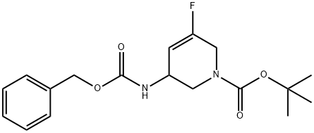 3-((((苄氧基)羰基)氨基)-5-氟-3,6-二氢吡啶-1(2H)-羧酸叔丁酯, 1356342-73-8, 结构式