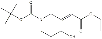 3-(2-Ethoxy-2-oxoethylidene)-4-hydroxypiperidine-1-carboxylic Acid tert-Butyl Ester Structure