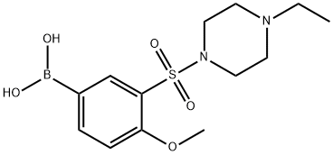 (3-((4-エチルピペラジン-1-イル)スルホニル)-4-メトキシフェニル)ボロン酸 化学構造式