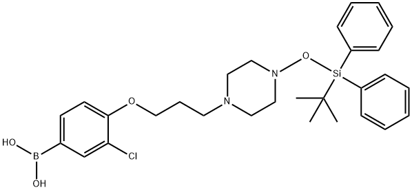(4-(3-(4-((tert-butyldiphenylsilyl)oxy)piperidin-1-yl)propoxy)-3-chlorophenyl)boronic acid Struktur