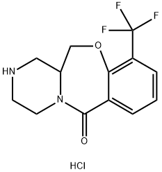 6H-Pyrazino[2,1-c][1,4]benzoxazepin-6-one, 1,2,3,4,12,12a-hexahydro-10-(trifluoromethyl)- Struktur