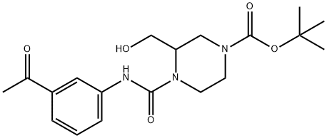 1-Piperazinecarboxylic acid, 4-[[(3-acetylphenyl)amino]carbonyl]-3-(hydroxymethyl)-, 1,1-dimethylethyl ester,1002339-09-4,结构式