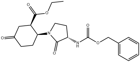 ethyl (1R,2S)-2-((S)-3-(((benzyloxy)carbonyl)amino)-2-oxopyrrolidin-1-yl)-5-oxocyclohexane-1-carboxylate Structure