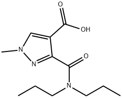 3-[(ジプロピルアミノ)カルボニル]-1-メチル-1H-ピラゾール-4-カルボン酸 化学構造式