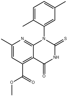 methyl 1-(2,5-dimethylphenyl)-2-mercapto-7-methyl-4-oxo-1,4-dihydropyrido[2,3-d]pyrimidine-5-carboxylate 结构式