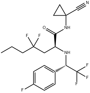 Heptanamide, N-(1-cyanocyclopropyl)-4,4-difluoro-2-[[(1S)-2,2,2-trifluoro-1-(4-fluorophenyl)ethyl]amino]-, (2S)- Structure