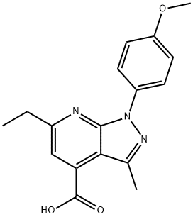 6-Ethyl-1-(4-methoxyphenyl)-3-methyl-pyrazolo[3,4-b]pyridine-4-carboxylic acid Struktur
