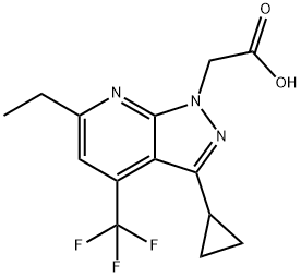 2-[3-Cyclopropyl-6-ethyl-4-(trifluoromethyl)pyrazolo[3,4-b]pyridin-1-yl]acetic acid Struktur