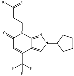 3-[2-Cyclopentyl-6-oxo-4-(trifluoromethyl)-2,6-dihydro-7H-pyrazolo[3,4-b]pyridin-7-yl]propanoic acid Struktur