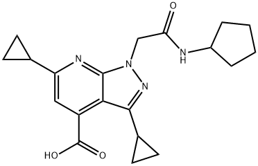 1-[2-(Cyclopentylamino)-2-oxoethyl]-3,6-dicyclopropyl-1H-pyrazolo[3,4-b]pyridine-4-carboxylic acid|1-(2-(环戊基氨基)-2-氧乙基)-3,6-二环丙基-1H-吡唑并[3,4-B]吡啶-4-羧酸