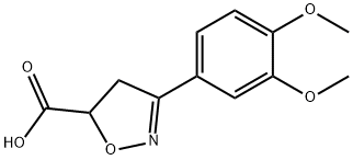 3-(3,4-ジメトキシフェニル)-4,5-ジヒドロイソオキサゾール-5-カルボン酸 化学構造式
