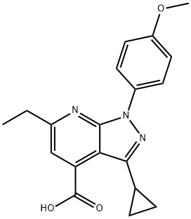 3-Cyclopropyl-6-ethyl-1-(4-methoxyphenyl)pyrazolo[3,4-b]pyridine-4-carboxylic acid Struktur