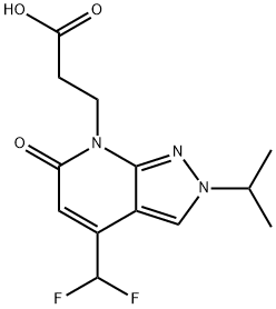 3-[4-(Difluoromethyl)-2-isopropyl-6-oxo-2,6-dihydro-7H-pyrazolo[3,4-b]pyridin-7-yl]propanoic acid Struktur