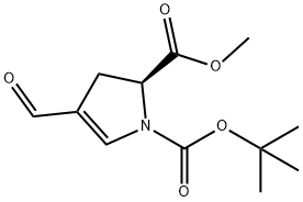 1H-Pyrrole-1,2-dicarboxylic acid, 4-formyl-2,3-dihydro-, 1-(1,1-dimethylethyl) 2-methyl ester, (2S)- Struktur