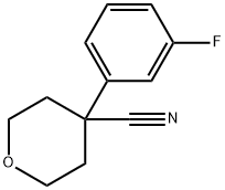4-(3-フルオロフェニル)オキサン-4-カルボニトリル 化学構造式