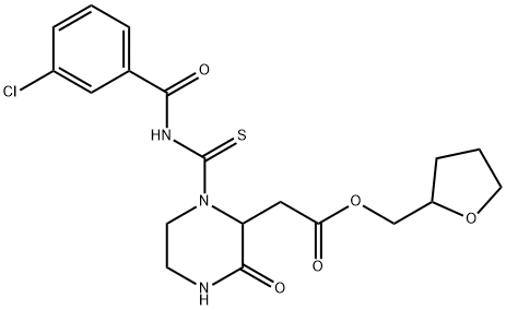 tetrahydro-2-furanylmethyl (1-{[(3-chlorobenzoyl)amino]carbonothioyl}-3-oxo-2-piperazinyl)acetate Structure