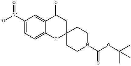 6-硝基-4-氧代螺[色烷-2,4'-哌啶]-1'-羧酸叔丁酯 结构式