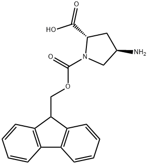 1,2-Pyrrolidinedicarboxylic acid, 4-amino-, 1-(9H-fluoren-9-ylmethyl) ester, (2S,4R)- Structure