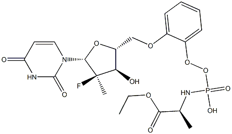 (S)-ethyl 2-(((S)-(((2R,3R,4R,5R)-5-(2,4-dioxo-3,4-dihydropyrimidin-1(2H)-yl)-4-fluoro-3-hydroxy-4-methyltetrahydrofuran-2-yl)methoxy)(phenoxy)phosphoryl)amino)propanoate Structure