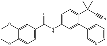 Benzamide, N-[4-(1-cyano-1-methylethyl)-3-(3-pyridinyl)phenyl]-3,4-dimethoxy- 化学構造式