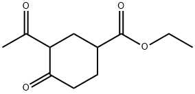 シクロヘキサンカルボン酸, 3-アセチル-4-オキソ-, エチルエステル 化学構造式