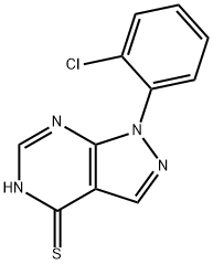 1-(2-Chloro-phenyl)-1H-pyrazolo[3,4-d]pyrimidine-4-thiol 化学構造式