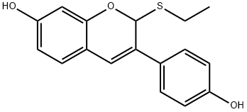 2H-1-Benzopyran-7-ol, 2-(ethylthio)-3-(4-hydroxyphenyl)- Structure
