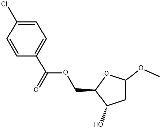 D-erythro-Pentofuranoside, methyl 2-deoxy-, 5-(4-chlorobenzoate)|((2R,3S)-3-羟基-5-甲氧基四氢呋喃-2-基)甲基4-氯苯甲酸酯