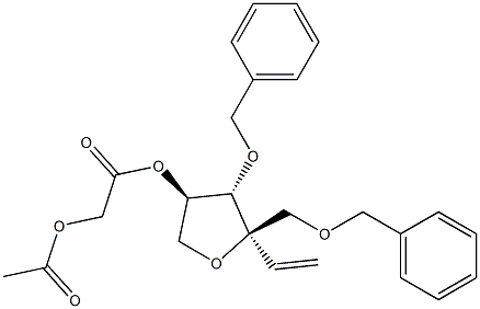 (3R,4S,5R)-2-乙酰氧基-4-苄氧基-5-苄氧甲基-5-乙烯基-四氢呋喃-3-乙酸酯, 1146197-36-5, 结构式