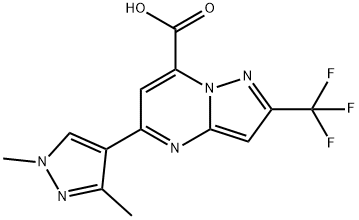 5-(1,3-Dimethyl-1H-pyrazol-4-yl)-2-(trifluoromethyl)pyrazolo[1,5-a]pyrimidine-7-carboxylic acid Structure