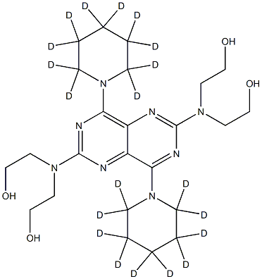 2-[[2-[bis(2-hydroxyethyl)amino]-4,8-bis(2,2,3,3,4,4,5,5,6,6-decadeuteriopiperidin-1-yl)pyrimido[5,4-d]pyrimidin-6-yl]-(2-hydroxyethyl)amino]ethanol 化学構造式