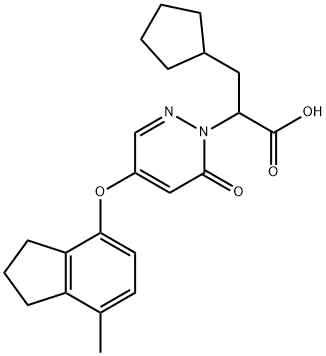 3-cyclopentyl-2-[4-(7-methyl-indan-4-yloxy)-6-oxo-6H-pyridazin-1-yl]-propionic acid 结构式