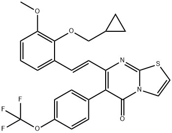 5H-Thiazolo[3,2-a]pyrimidin-5-one, 7-[(1E)-2-[2-(cyclopropylmethoxy)-3-methoxyphenyl]ethenyl]-6-[4-(trifluoromethoxy)phenyl]- Structure