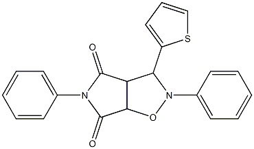 2,5-diphenyl-3-(thiophen-2-yl)tetrahydro-4H-pyrrolo[3,4-d]isoxazole-4,6(5H)-dione Struktur