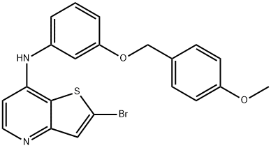 2-Bromo-N-{3-[(4-methoxyphenyl)methoxy]phenyl}thieno[3,2-b]pyridin-7-amine, 1228102-89-3, 结构式