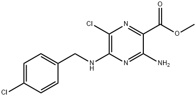 methyl 3-amino-6-chloro-5-((4-chlorobenzyl)amino)pyrazine-2-carboxylate, 1230-63-3, 结构式