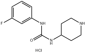 1-(3-フルオロフェニル)-3-(ピペリジン-4-イル)ウレア塩酸塩 化学構造式