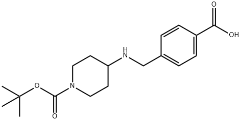 4-[{1-(tert-Butoxycarbonyl)piperidin-4-ylamino}methyl]benzoic acid Struktur