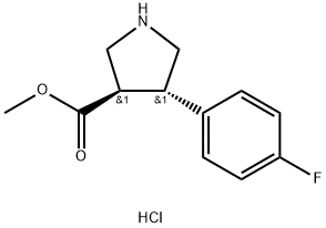 trans-methyl 4-(4-fluorophenyl)pyrrolidine-3-carboxylate hydrochloride 化学構造式