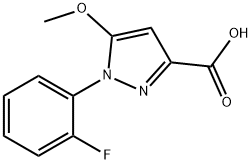 1-(2-フルオロフェニル)-5-メトキシ-1H-ピラゾール-3-カルボン酸 化学構造式
