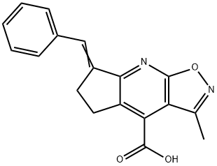 7-Benzylidene-3-methyl-6,7-dihydro-5H-cyclopenta[b]isoxazolo[4,5-e]pyridine-4-carboxylic acid,1242336-42-0,结构式