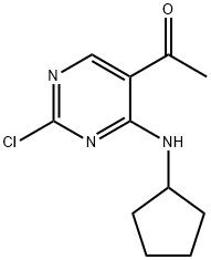2-chloro-4-(cyclopentylamino)-5-pyrimidinyl ethanone Struktur