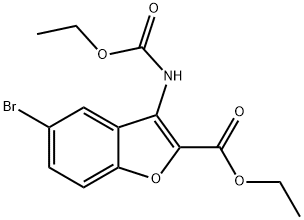 ethyl 5-bromo-3-((ethoxycarbonyl)amino)benzofuran-2-carboxylate Struktur