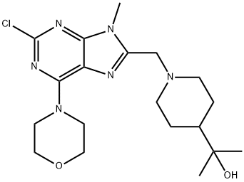 2-(1-((2-chloro-9-methyl-6-morpholino-9H-purin-8-yl)methyl)piperidin-4-yl)propan-2-ol Struktur