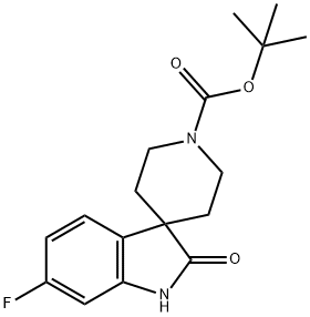 tert-Butyl 6-fluoro-2-oxo-1,2-dihydrospiro[indole-3,4'-piperidine]-1'-carboxylat Structure