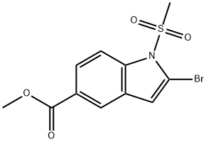 2-溴-1-甲磺酰基-1H-吲哚-5-甲酸甲酯, 1259577-13-3, 结构式